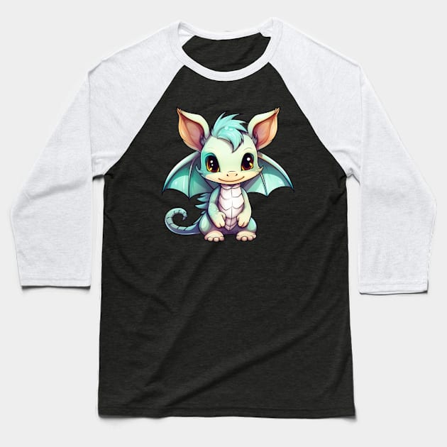 Kawaii Dragon Drawing Baseball T-Shirt by FluffigerSchuh